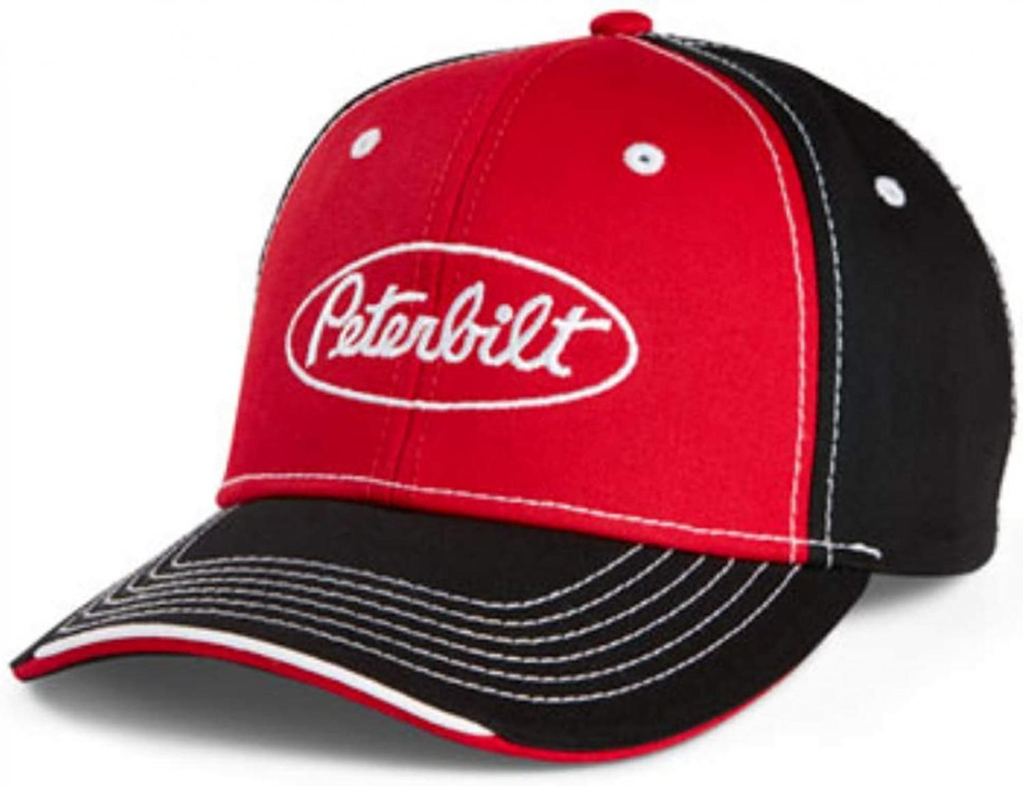 Peterbilt Motors Trucks Black & Red Two Tone Sandwich Visor Snapback Cap/Hat