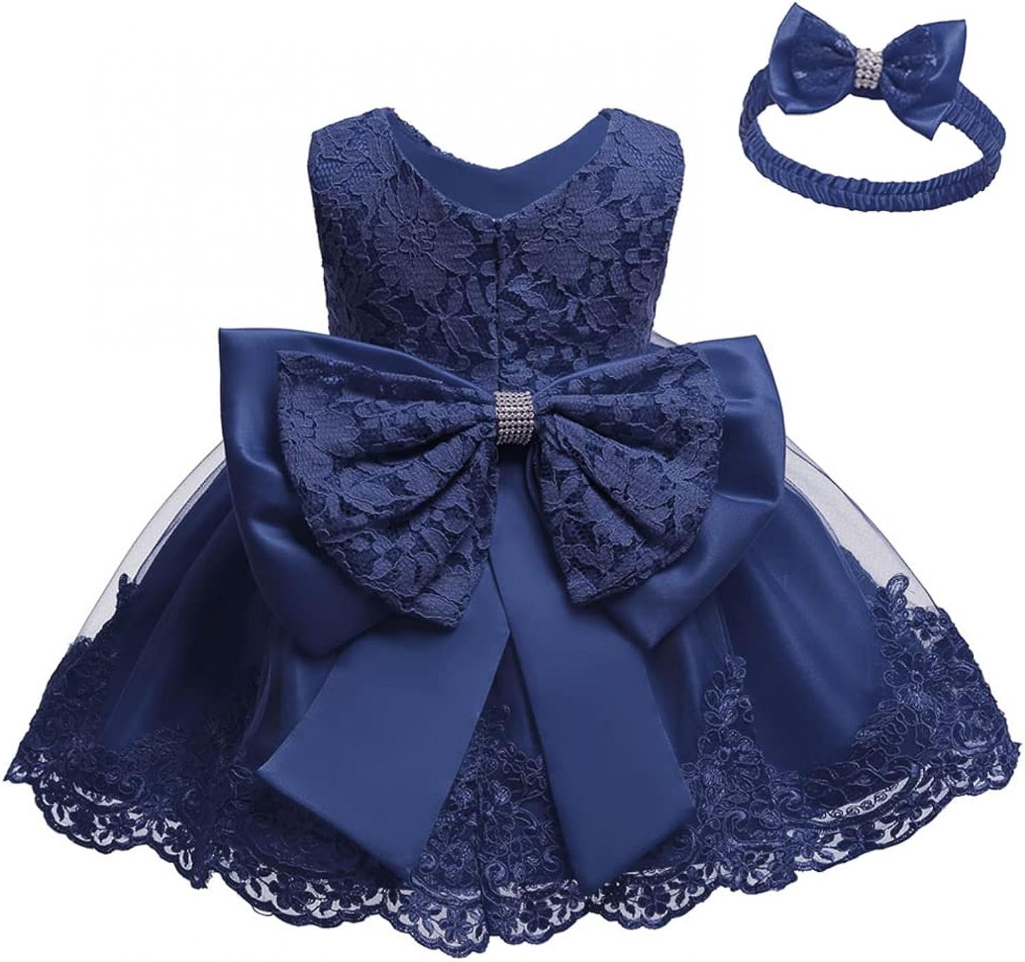 0-6T Toddler Baby Girls Embroidered Tutu Ball Gown Lace Dresses with Headwear