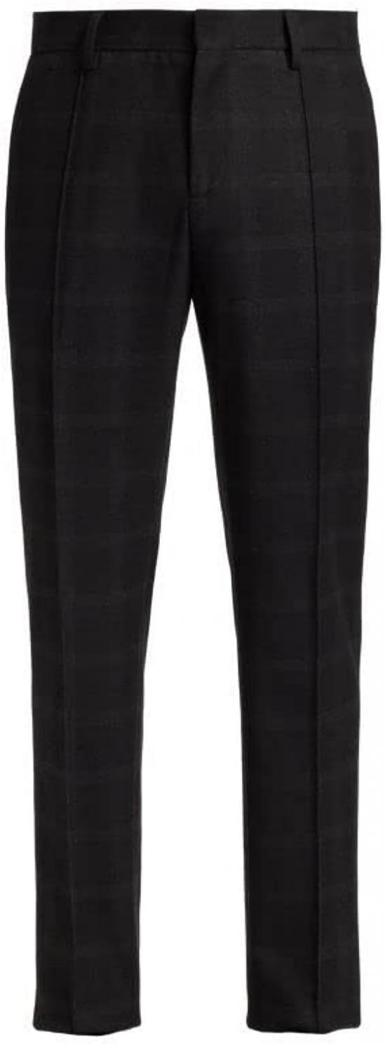 SAKS Fifth Avenue Collection Box-Check Slim-Leg Trousers Size 34 Dark Gray