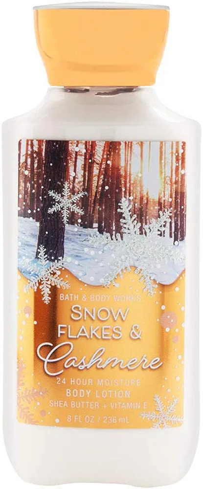 Bath & Body Works 24 Hr Moisture Body Lotion, Snow Flakes and Cashmere, 8 Ounce