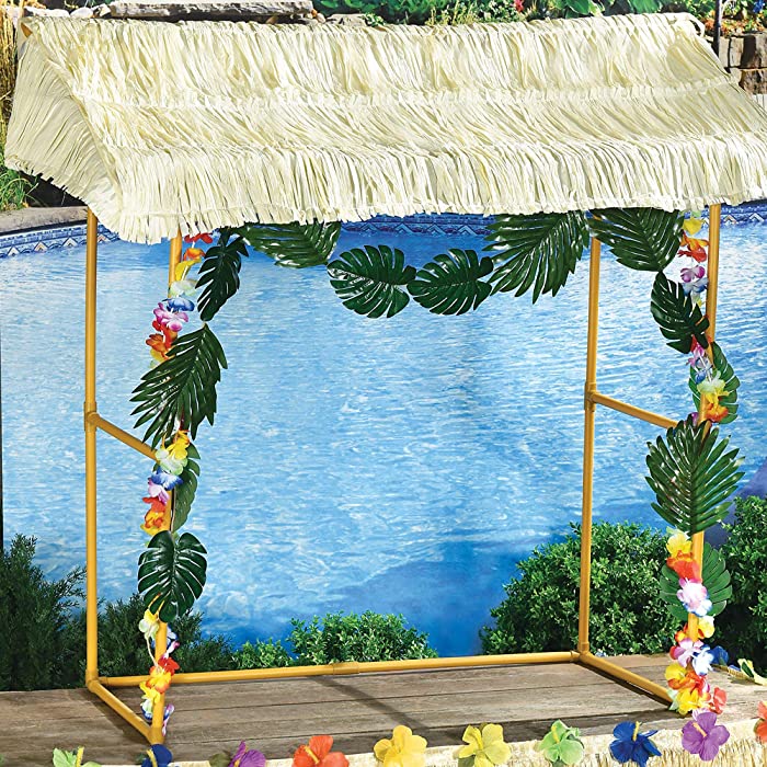 Amscan Tiki Bar Hut, Includes Reusable Tiki Bar Hut and Decorative Hibiscus Garlands