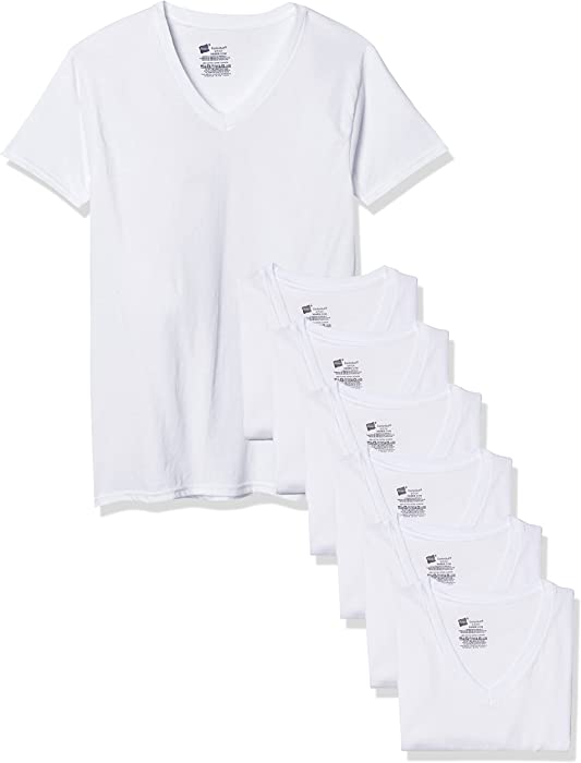 Hanes Men's 7-Pack Comfortsoft Tagless V-Neck T-Shirt (Bonus Pack), White, X-Large