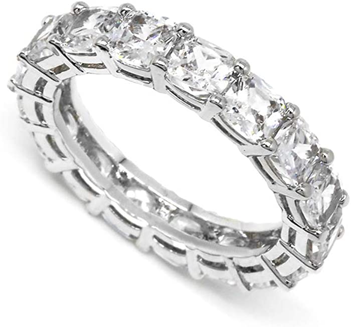 Chamonix Jewelery Womens White Gold Plated Lustrous Eternity Band- Rotating with Beautiful Lustrous Cubic Zirconia