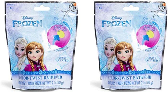Frozen, Kids Bath Fizzer, Set of 2 Vibrant Colors Berry Scented