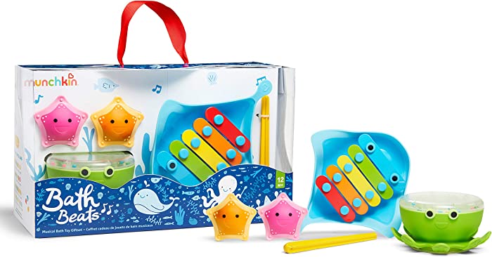 Munchkin Bath Beats Musical Toddler Bath Toy Set, Includes Xylophone, Bath Drum & Shakers