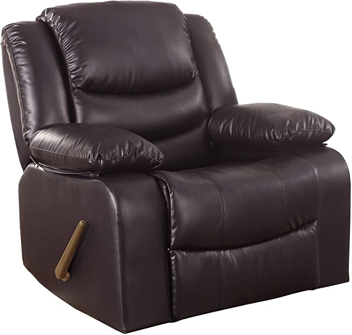 Divano Roma Furniture Bonded Leather Rocker Recliner Living Room Chair (Brown)