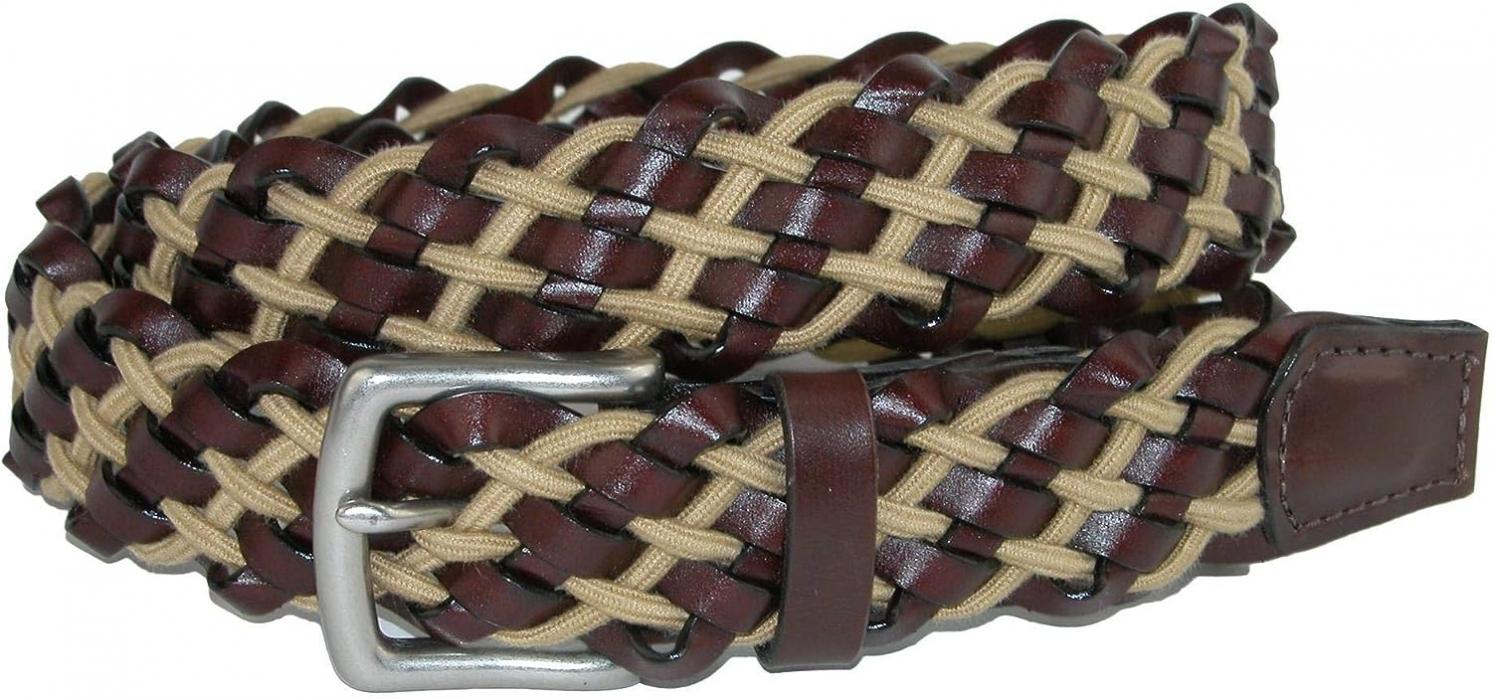 CrookhornDavis Men's Como Leather and Cotton Cord Braided Belt