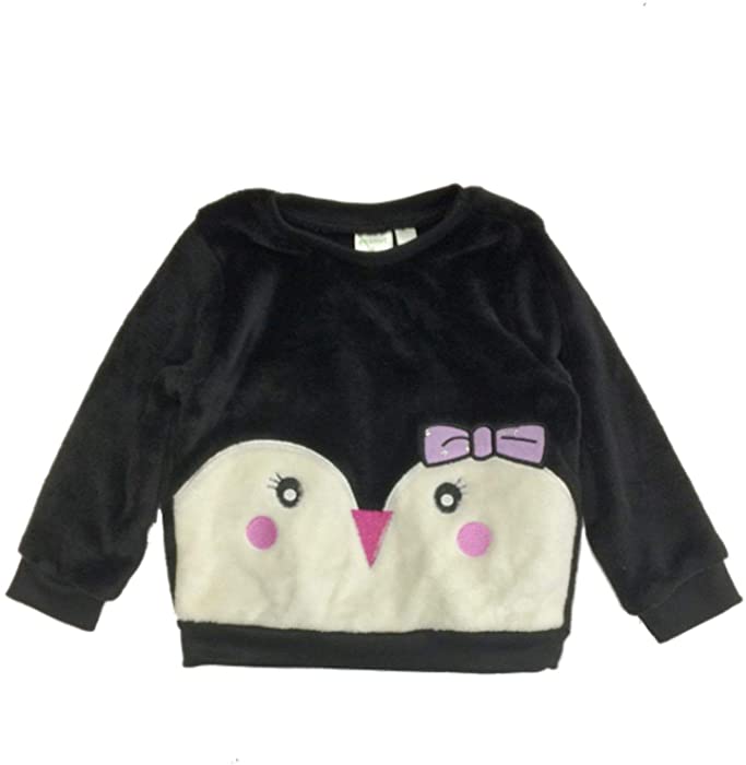 Infant & Toddler Girls Fuzzy Black Penguin Sweater Sweatshirt