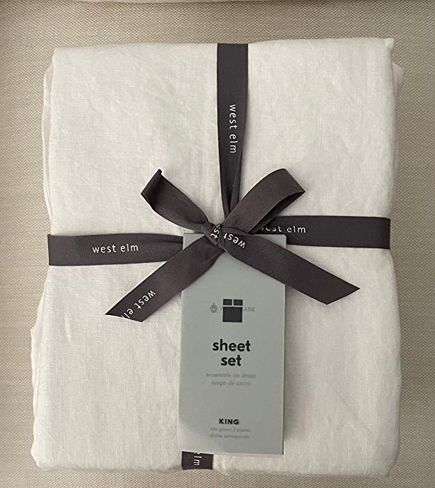 West Elm Belgian Linen Sheet Set~King~*~White~*~