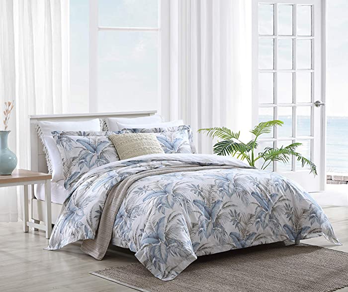 Tommy Bahama | Bakers Bluff Collection | Comforter Set - 100% Cotton, Ultra-Soft & Breathable, Reversible Bedding with Matching Shams, King, Blue
