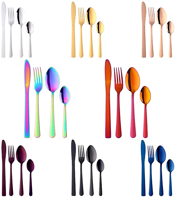 BuyGo 32pcs Silverware Stainless Steel Flatware Set Tableware Dinnerware Set Cutlery Set, Included Knife/Fork/Spoon/Tea Spoon Service for 8