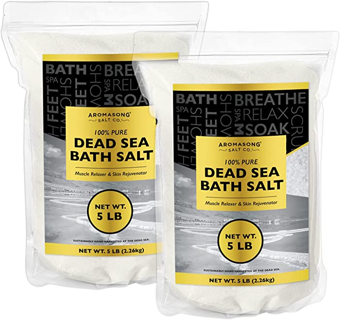 Aromasong Dead Sea Salt for Soaking - Fine Grain Bath Salt Soak - 10 Lbs ( 2 x 5 lb. Bags ) Bulk Resealable Pack - Leaves Your Skin Softer Then Epsom Salt