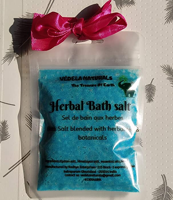 VÉDELA Naturals- Bath salt | Soaking Solution | herbal bath salt |blended with herbal tea and botanicals | Hand made product | No machinery used |pack of 3 (8OZ) lavender, tea tree, and eucalyptus