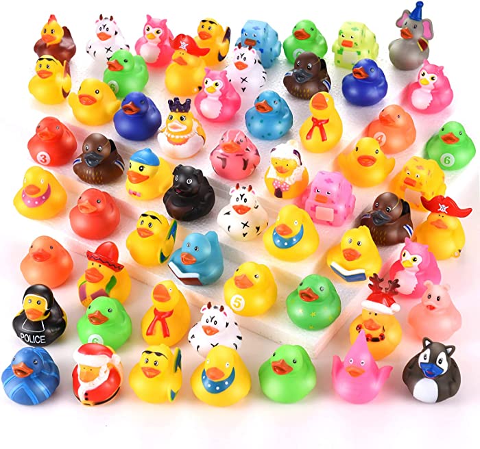 36 PCS Rubber Ducks in Bulk Assorted Duckies Bath Toys for Kids Birthday Gifts Baby Shower Party Favors