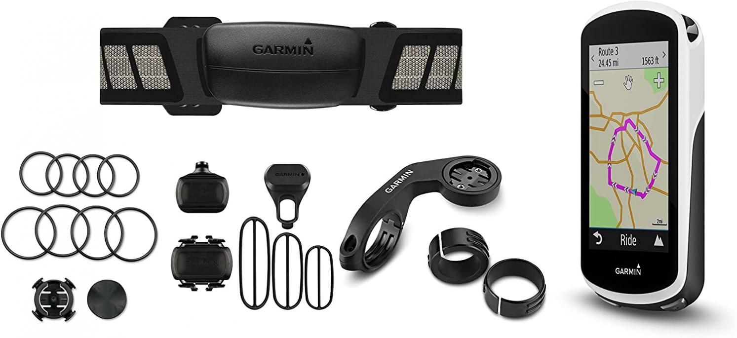 Garmin Edge 1030 Bundle, 3.5" GPS Cycling/Bike Computer with Navigation and Connected features, Includes Additional Sensors/Heart Rate Monitor