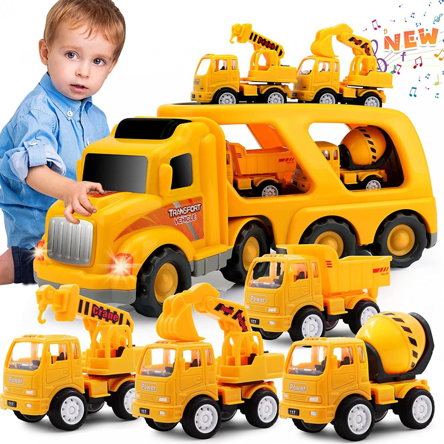 Nicmore Kids Toys Car for Boys: Boy Toy Trucks for 1 2 3 4 5 6 Year Old Boys Girls | Toddler Toys 5 in 1 Carrier Vehicle Construction Toys for Kids Age 1-2 2-4 3-5 | Birthday Party Boy Gifts for Kids