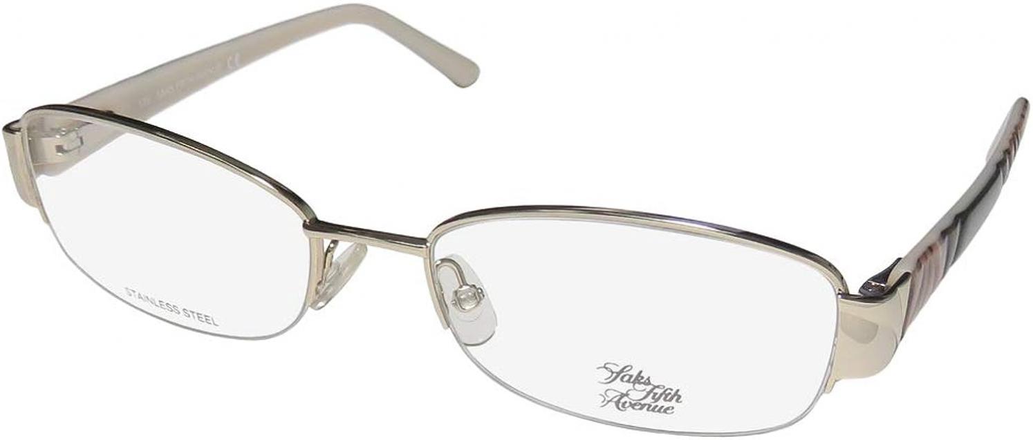 Saks Fifth Avenue 275 Womens Designer Half-rim Flexible Hinges Comfortable Contemporary Eyeglasses/Eyeglass Frame