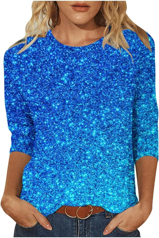 Ceboyel Womens 3/4 Sleeve Length Tops Trendy Causal Tshirts Tees Cute Summer Blouses Tunic Dressy 2024 Clothing