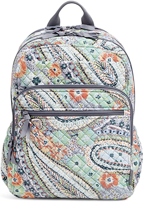 Vera Bradley XL Campus Backpack, Citrus Paisley-Recycled Cotton