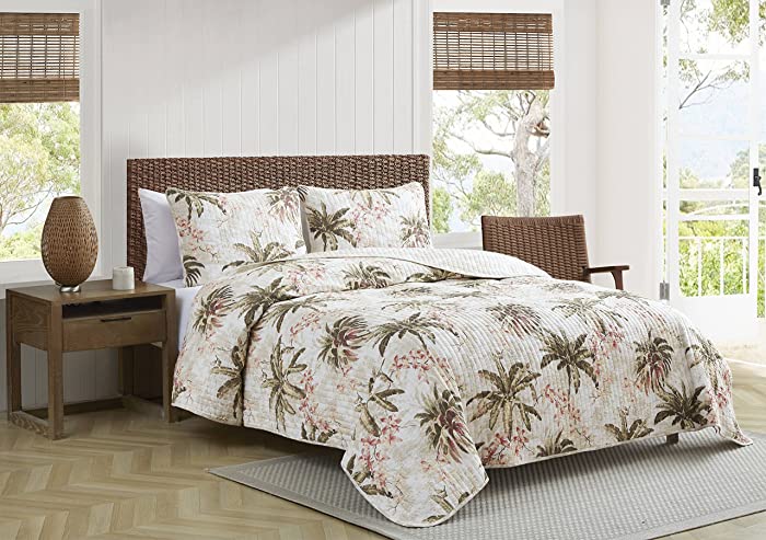 Tommy Bahama | Bonny Cove Collection | Quilt Set - 100% Cotton, Reversible, Light Weight & Breathable, Pre-Washed for Added Softness, King, Ivory
