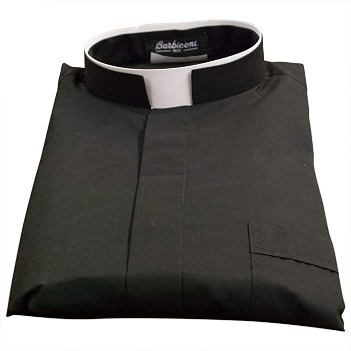 VILLAGE GIFT IMPORTERS Long Sleeve Clergy Shirt with Tab Collar, 65% Polyester, 35% Cotton