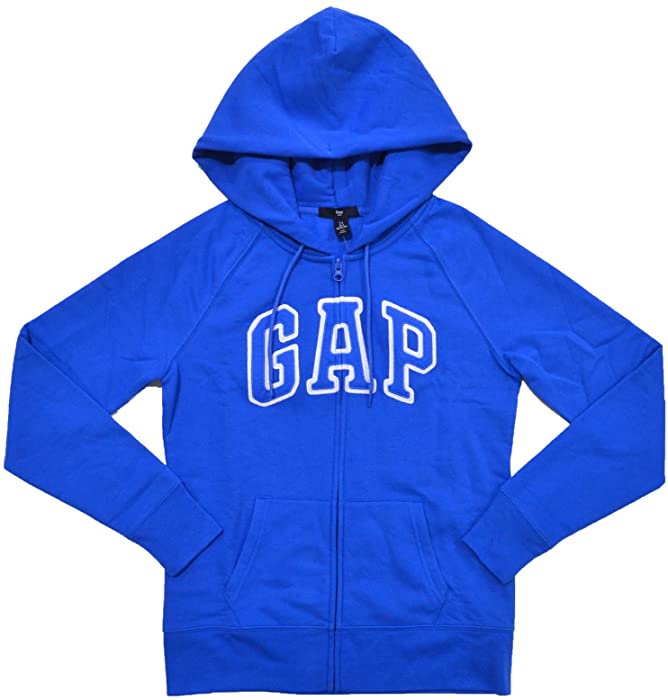 GAP Womens Fleece Arch Logo Full Zip Hoodie (Blue, XS)