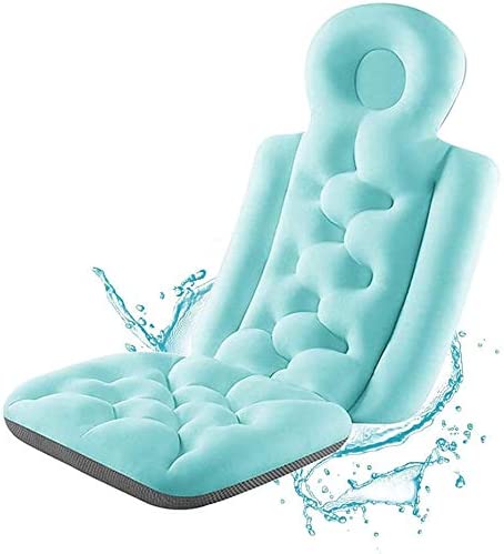 RACUT AECEVAN Bath Pillow Full Body Waterproof Spa Bath Pillow Comfortable Soft Thick Cushion for Head Neck Shoulder Relaxing Back Support Blue