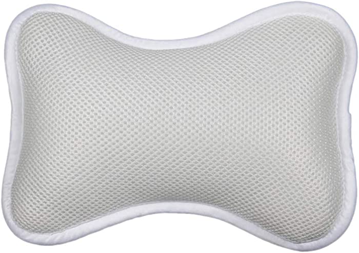 Heallily Bathtub Pillow 1 Pcs Soft Bath Pillow Supportive Pillow with Suction Cups for Neck and Shoulder Support Cushion (White)