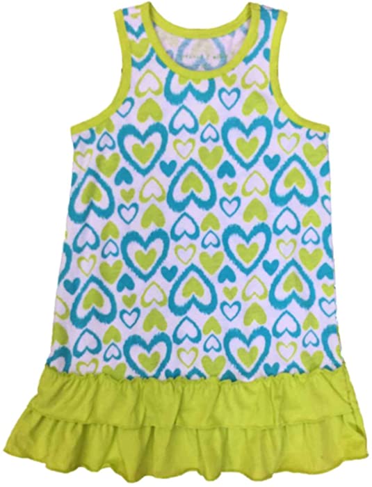 Peanut & Ollie Infant & Toddler Girls Green Polka Dot Heart Sun Dress Knit Tank Sundress
