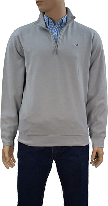 Vineyard Vines Men's Broadfield 1/4 Zip Solid Sweater (Medium, Barracuda)
