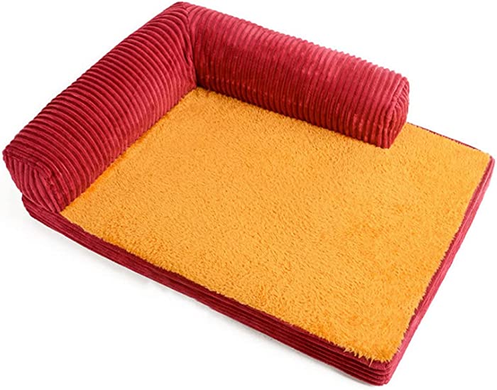 Pet Beds for Small Medium Large Dogs and Cats,Thick Velvet Sofa,Comfy Couch,L Chaise,High Bolster,with Removable Machine Washable,Non-Slip Bottom,Warm Breathable
