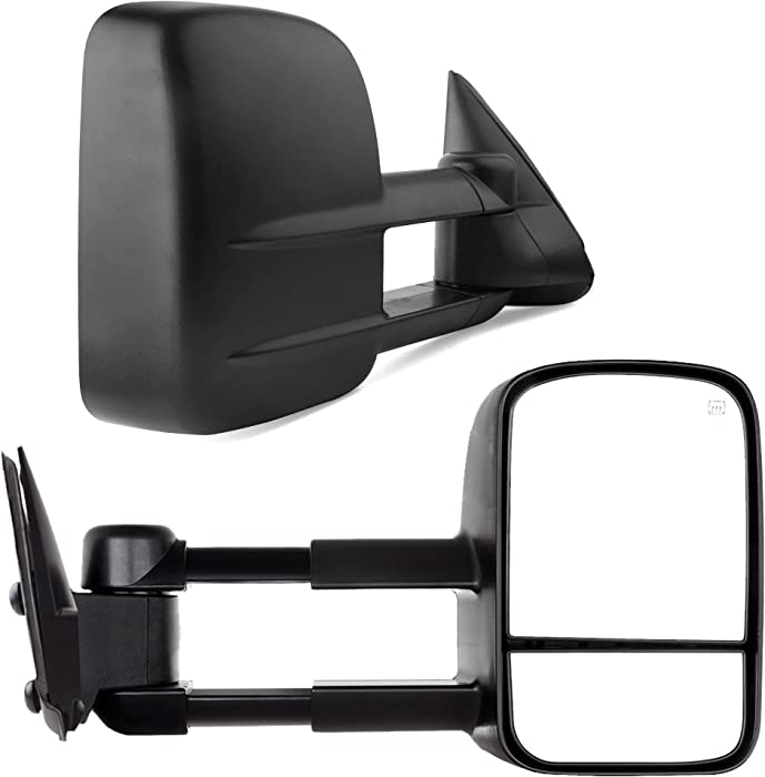 YITAMOTOR Towing Mirrors Compatible with 1999-2002 Chevy Silverado GMC Sierra 1500 2500 3500, 2000 Chevy Tahoe GMC Yukon Power Heated Manual Telescoping Folding Tow Mirrors Pair Set