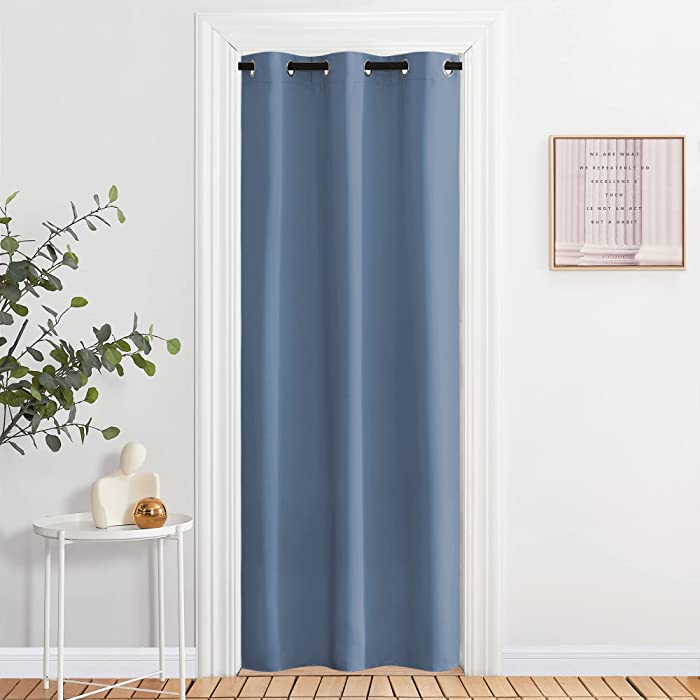 NICETOWN Stone Blue Blackout Room Darkening Drapery Window Treatment Thermal Insulated Solid Grommet Curtain/Drape for Hall Home Decor (Single Panel, 42 x 84-inch)