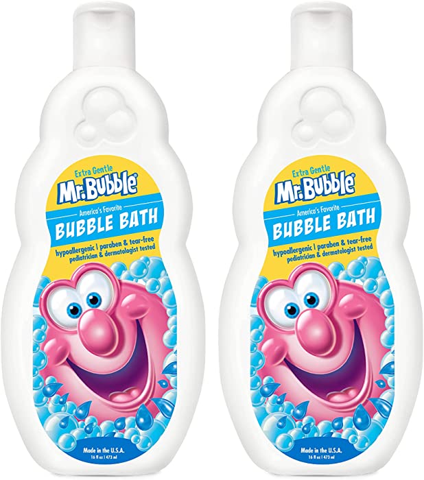 Mr. Bubble Extra Gentle Bubble Bath - Hypoallergenic, Tear Free Bubble Bath Solution Perfect for Sensitive Skin (Pack of 2 Bottles, 16 fl oz Each)