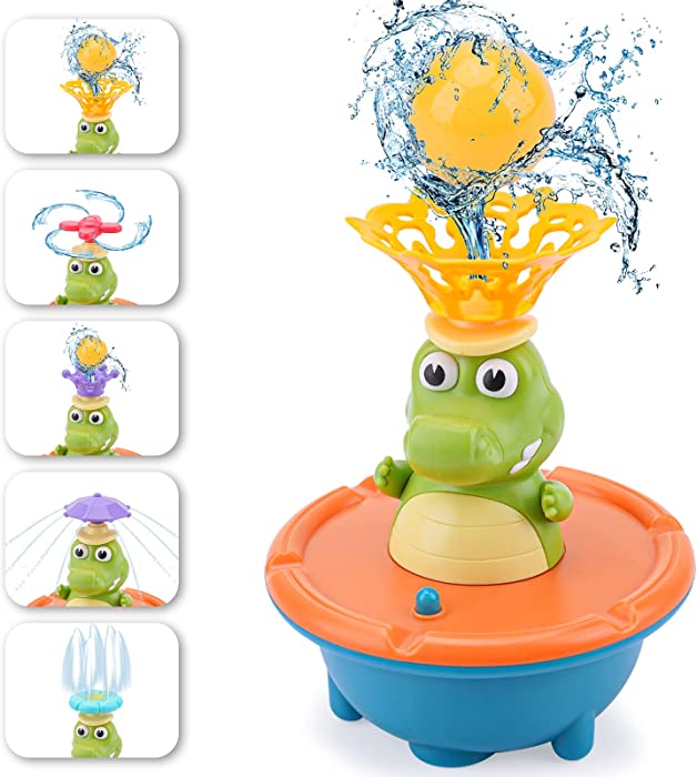 HCFJEH Baby Bath Toys, Kids Crocodile Sprinkler Bathtub Toys, Light Up Water Bath Toys for Babies,Pool Toys for Toddlers 1-3, Bath Tub Toys for Toddlers Infant Boy Girl