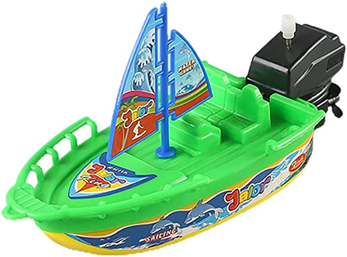 Miracland Wind-up Boat Bath Toy, Funny Bathtub Sailboat Toy Sailing Ship Tub Toy Sailing Boat Water Toy Clockwork Boat Floating Toy for Kids (Sailboat)