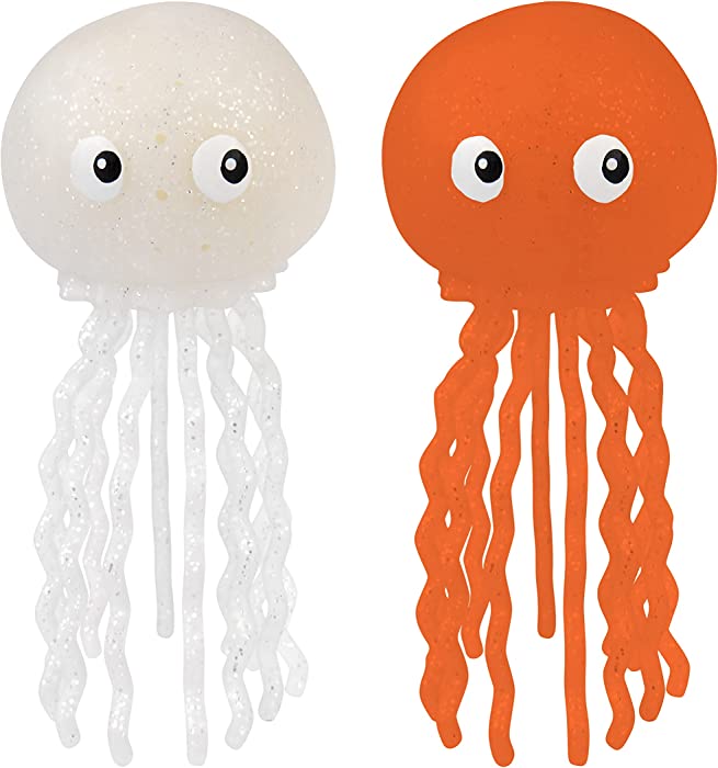 SunnyLIFE S22JELLK Sq Org/SIL Jellyfish Bath Toys Orange/Silver Set of 2, Multi