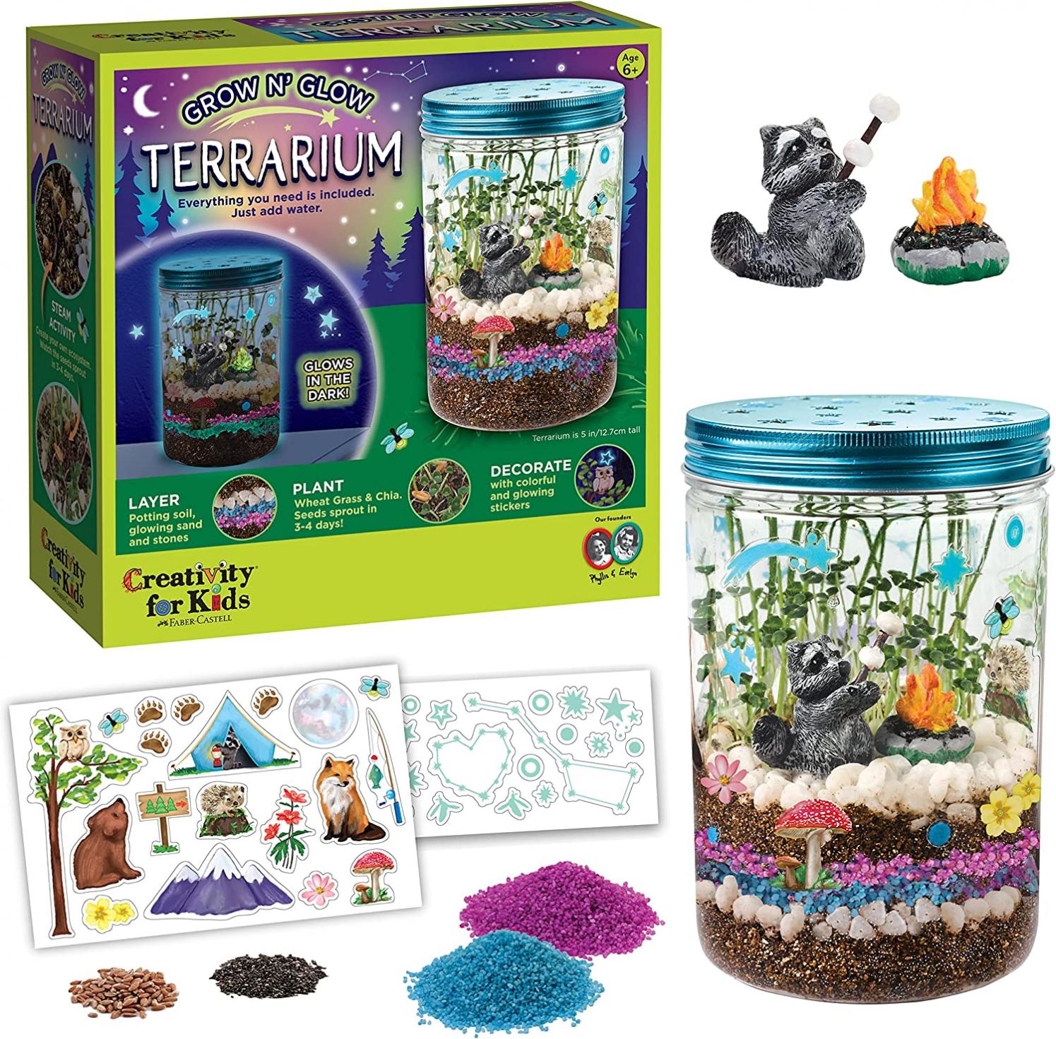 Creativity for Kids Grow 'N Glow Terrarium Kit for Kids - Science Activities for Kids Ages 5-8+, Kids Craft Kits and Creative Gifts for Kids