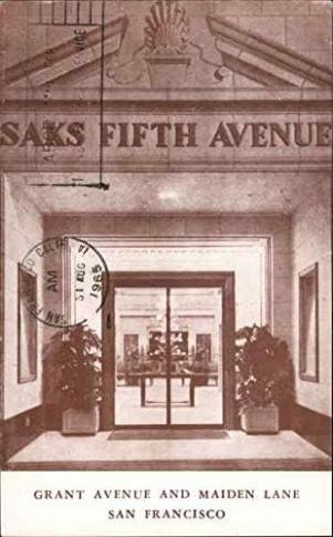 Saks Fifth Avenue, Grant Avenue and Maiden Lane San Francisco, California CA Original Vintage Postcard