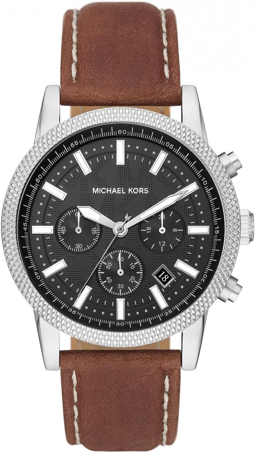 Michael Kors Men's Hutton Chronograph Watch with Leather or Steel Band