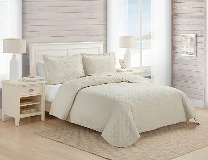 Tommy Bahama Home Chevron Collection Quilt Set-100% Cotton, Lightweight, All Season Bedding, Pre-Washed for Added Softness, King, Dune