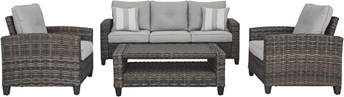 Signature Design by Ashley P334-081 Cloverbrooke Seating Conversation Set-Set of 4, Gray