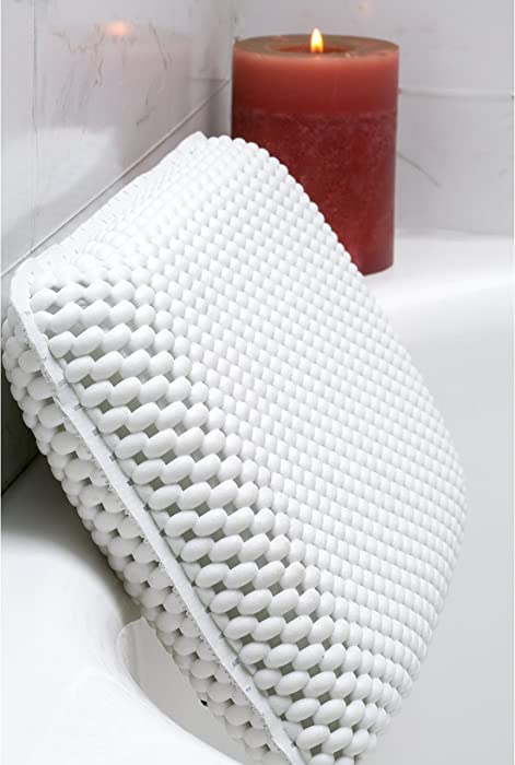 Bath Bliss, Suction Cup Placement, Non Absorbent Waterproof Spa Foam Bath Pillow, White