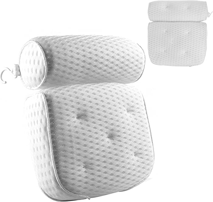 SOMONO Bath Pillow for Tub Ergonomic Bath Pillows for Neck and Back Support with 6 Strong Suction Cups 4D Air Mesh Design Breathable Bath Accessories for Spa