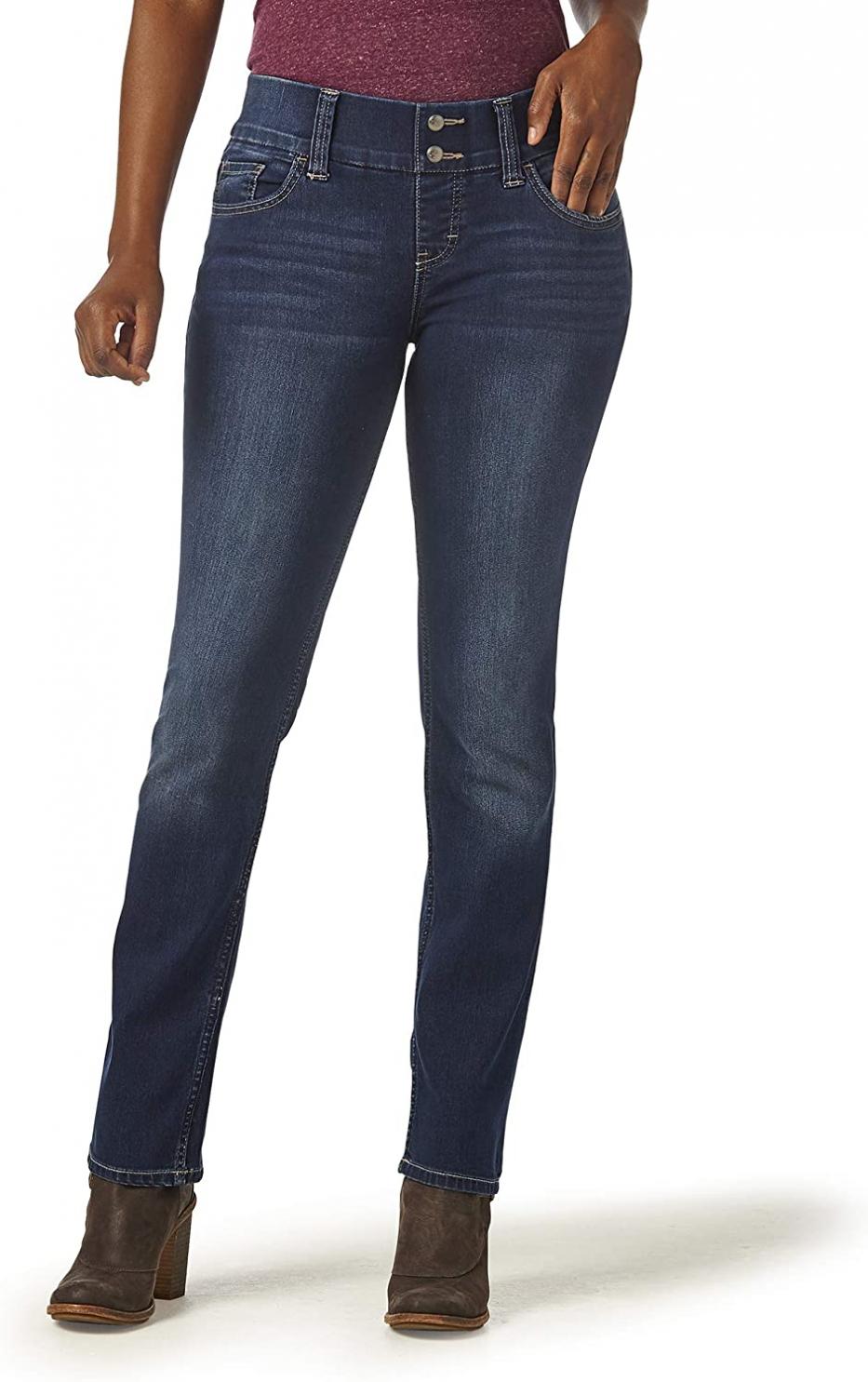 Riders by Lee Indigo Women's Pull-On Waist Smoother Straight-Leg Jean