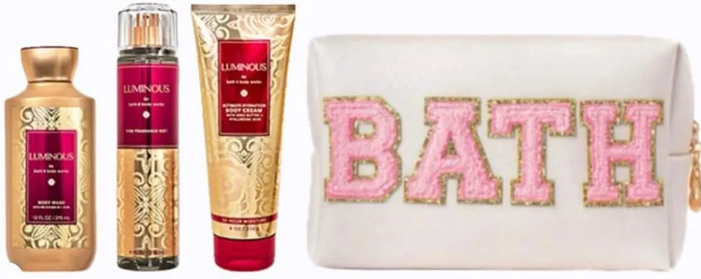 Bath & Body Works - LUMINOUS - 3 Piece Bundle - Spray - Body Cream - Shower Gel - Full Size and Bag Travel BATH