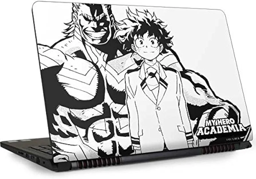 Skinit Decal Laptop Skin Compatible with Inspiron 14R - Officially Licensed My Hero Academia All Might and Deku Black and White Design