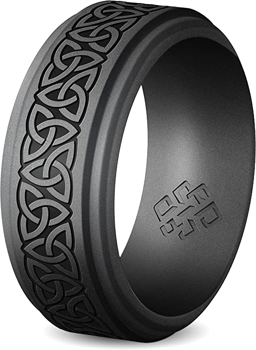 Knot Theory Trinity Silicone Ring for Men in Black, Metallic Blue, or Dark Silver
