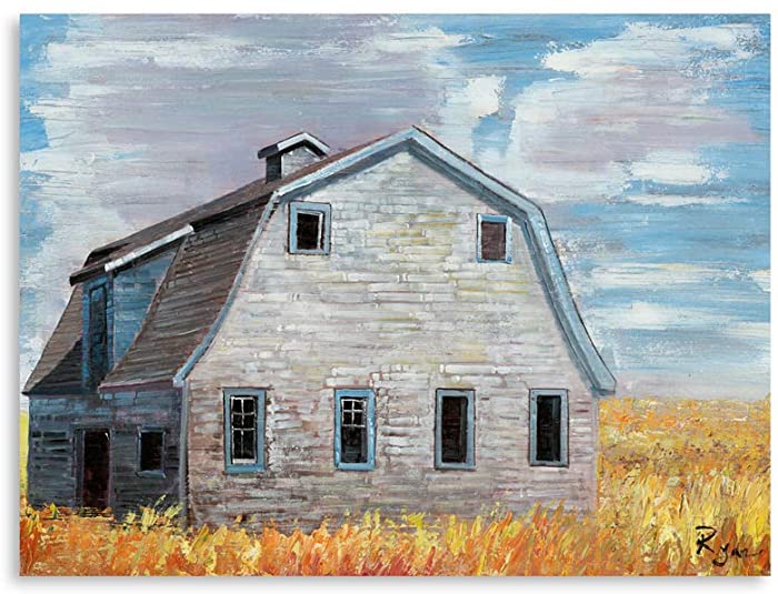 Old Barn Canvas Wall Art: Rustic Home Decor Vintage Pottery Barn Painting Giclee Print Wrap Ready to Hang (24"x32"x1 Panel)