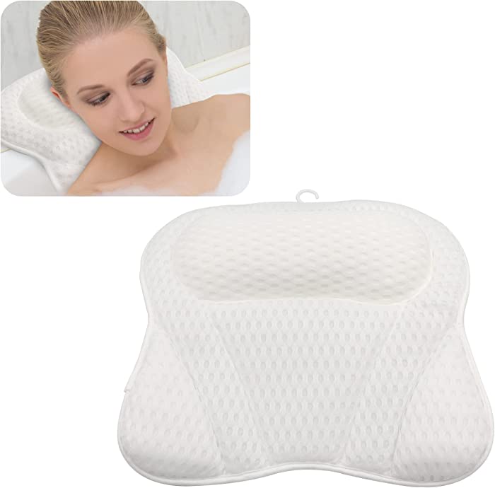 Vanso Comfortable Bath Pillow,Luxury Spa Pillow for Tub Neck and Back Support, Relaxing Headrest Bathtub Pillow with 4D Air Mesh Technology ,Suction Cups & Hook Washable& Portable